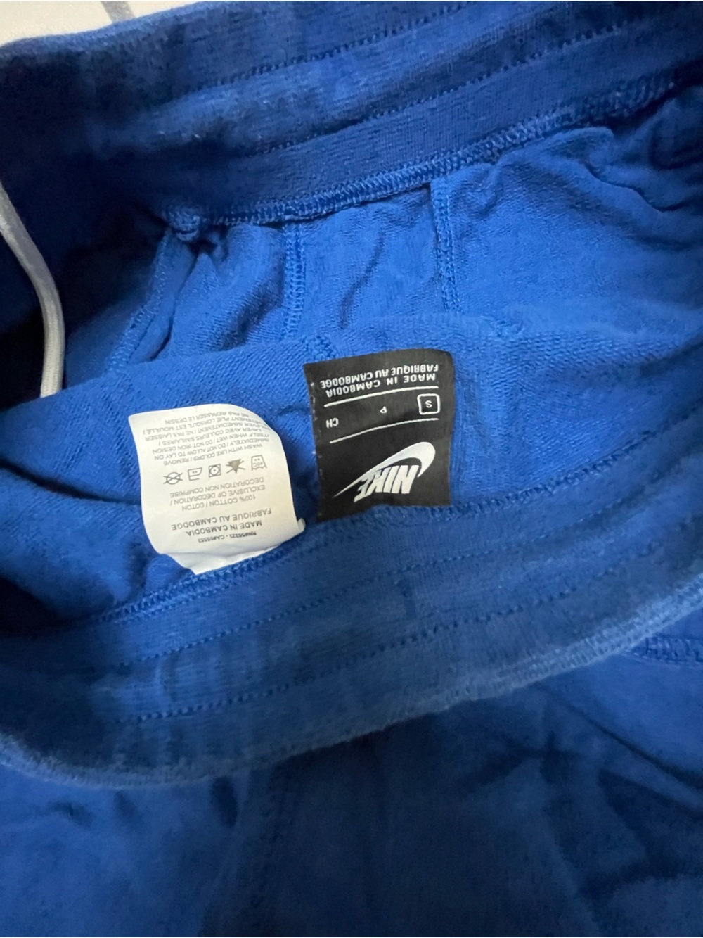 Nike Men's Royal Blue Fleece Drawstring Athletic Shorts with White Logo - Picture 5 of 5